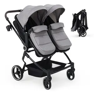 Double Stroller for Newborn and Toddler, Tandem Strollers with Lightweight Compact Fold, Adjustable Incline for Twins Infant