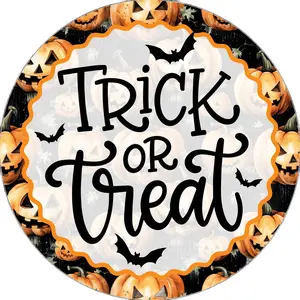 Trick or Treat Bat sign, DECOE-5451-D, Sign For Wreath, 10" Wood Sign