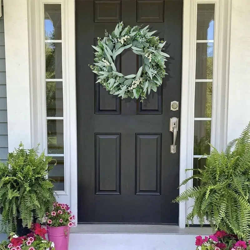 2026 Spring Eucalyptus Wreath Door Decoration - Artificial spring and summer wreaths with green leaves, suitable for farmhouse walls, Windows or wedding home decoration. Green door knockers, spring decorations, St. Patrick's Day, Valentine's Day, Ramadan