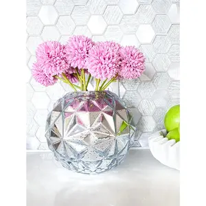 Silver Textured Orb Glass Vase