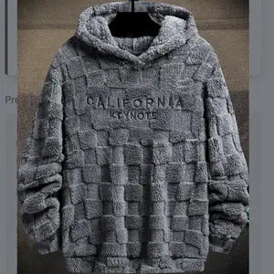 Men's Letter Embroidery Textured Drop Shoulder Fuzzy Hoodie, 1 Count Regular Fit Casual Fashion Long Sleeve Hooded Sweatshirt for Spring & Fall, Fashion Men's Clothes for Daily Wear Poser Hoodie