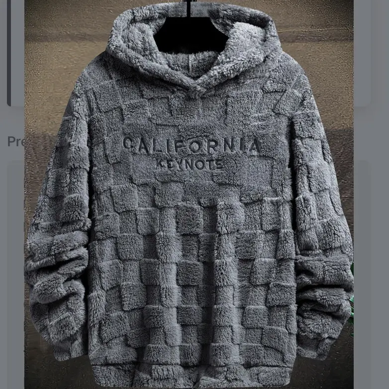 Men's Letter Embroidery Textured Drop Shoulder Fuzzy Hoodie, 1 Count Regular Fit Casual Fashion Long Sleeve Hooded Sweatshirt for Spring & Fall, Fashion Men's Clothes for Daily Wear Poser Hoodie