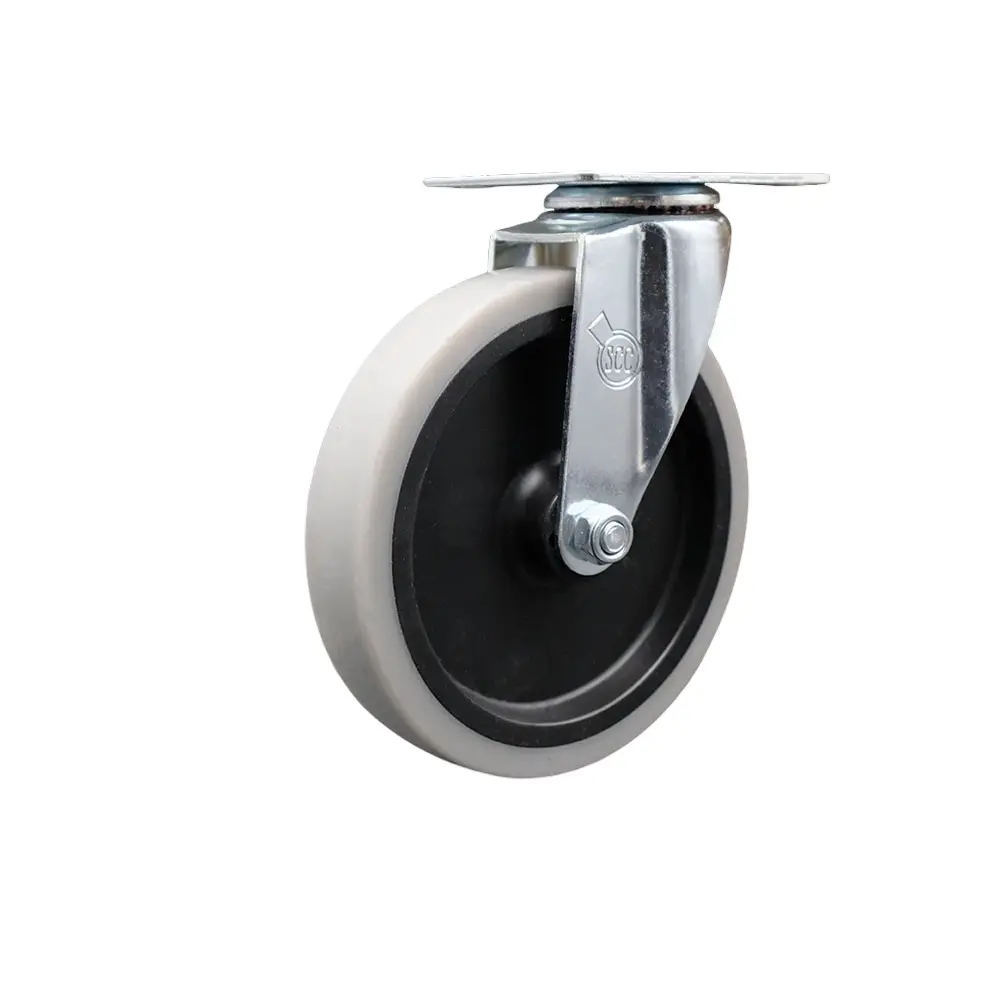 212 MAIN SCC-05S510-TPRS 5 in. Swivel Thermoplastic Rubber Caster Wheel with Top Plate, Light Duty Furniture Hardware, Furniture Moving Wheel, Swivel Wheels