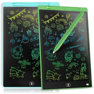 2 Pieces 12 Inch LCD Colorful Writing Graphic Tablet Erasable Drawing Board Great Kids Gift for 3-7 Years Old Games Blue & Green