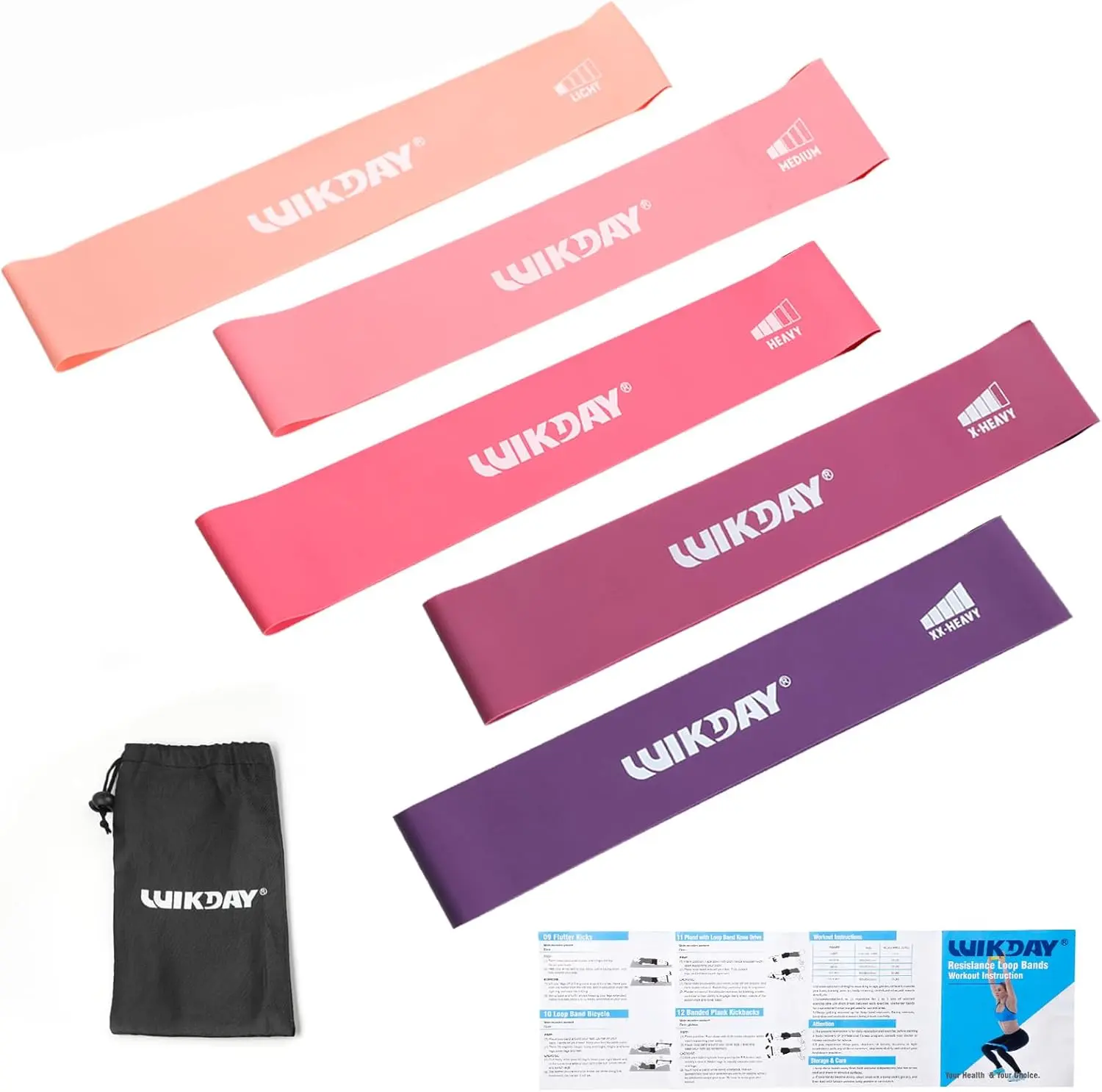 Resistance Bands Set of 5 for Men & Women – Exercise Loop Bands for Full Body Stretching, CrossFit, Booty, Legs, Physical Therapy & Home Workouts