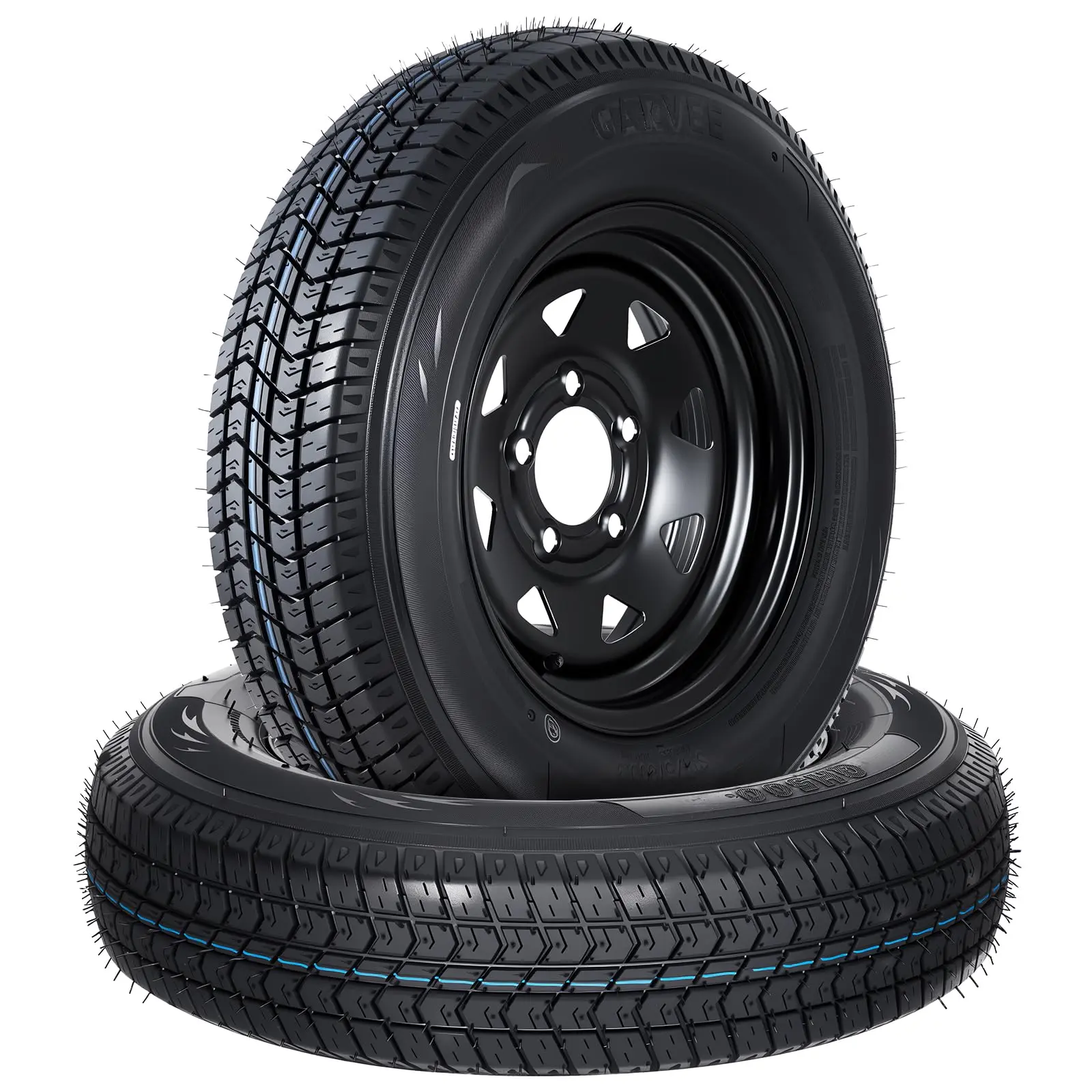 2 Pack ST175/80D13 Trailer Tires with Rim, 6-Ply, 1360 LBS Load, 5 Lug on 4.5 in Bolt Pattern, 13x4.5 in Steel Wheel, Heavy-Duty All-Weather Tires for Utility, Boat Trailers