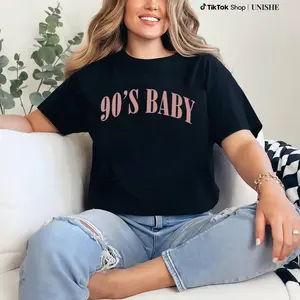 Fashionable Women's 90's Baby Print T-Shirt – Comfortable Crew Neck for Vacation