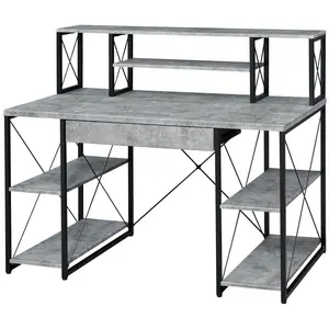 ACME Amiel Music Recording Studio Desk, Faux Concrete & Black