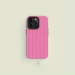 Striped Pink on Pink Tough Phone Case |      compatible with the iPhone 17 Pro Max iPhone 16 15 14 13 12 11 Pro Max Case Compatible with Samsung Galaxy S25