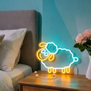 Aesthetic Sheep LED Neon Sign, Cute Animal Wall Decor, Kawaii Room Aesthetic, Cool Night Light for Teens, Birthday Holidays Gift, USB Powered