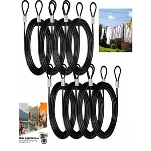 20pcs Black Plastic Coated Steel Wire Rope, Suitable For Anti-Theft Rope, Clothesline, Outdoor Decor Rope, Wall Decor Rope, Dog Leash, Tent Rope, Adjustable Length