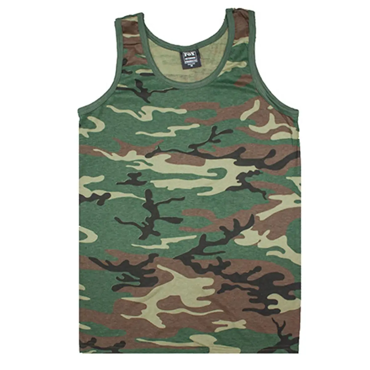 212 MAIN Men's Sleeveless Camouflage Cotton Tank Top - Woodland Camo Fabric Menswear Top