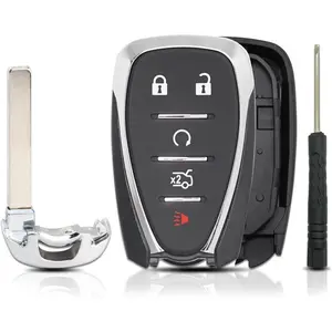 Fob Cover Fit for Chevy Malibu/Cruze/Camaro/Sonic/Traverse/Equinox 2016–2022 5-Button Remote Shell Replacement for HYQ4AA HYQ4EA, No Programming Needed