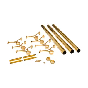 Outwater 24' Bar Foot Rail Kit - Complete Undercounter Mount Hardware and Tubing, Brass Finish