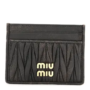 Pre-owned miu miu Leather Small Leather Goods Nappa Matelasse Card Holder Caffe