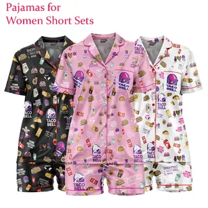 Taco Bell Satin Silk Pajamas Set - Soft and Seductive Nightwear, Loungewear, Homewear, Ideal Gift For Mom, Gift For Her