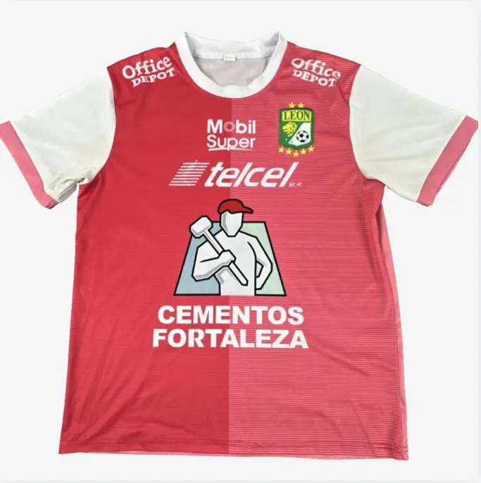 Club Leon FC Liga MX Red Soccer Jersey, Cementos Fortaleza Charly Football Shirt for Men & Women