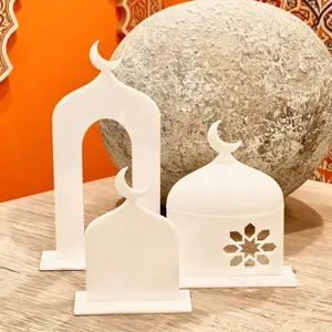 Ramadan Tower Set, Eid And Home Decoration, Religious Home Decor, Acrylic Mosque Geometric Design, Suitable For Desktop Display, Islamic Home Decoration, Three-Dimensional Crescent Castle Acrylic Mirror Display Table, Desktop Ornaments