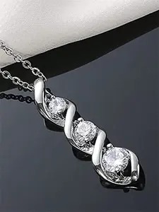 1 Pc Romantic Cubic Zirconia Necklace Pendant Minimalist Chain For Women For Valentine's Day Gift Engagement Anniversary Party Jewelry