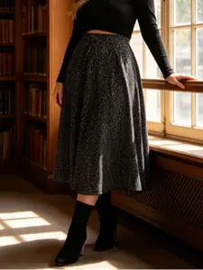 European Style Plus Size Base Dot Wave Skirt, High Waist Asymmetrical Midi Dress, Comfortable and Slimming, Vintage Elegance, Chic