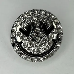 The SnapBliss Smiley Snap Charm, Black Bedazzled, A Fun and Unique Snap-On Addition to your Tumbler's (or Any Drinkware's) SnapBliss Cup Bracelet. ideal holiday gift