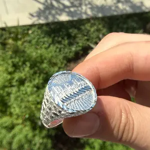 925 Sterling Silver Round Last Supper Ring- Diamond Cut