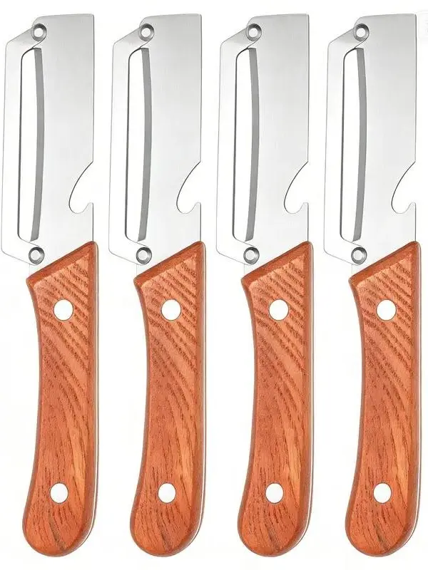 Rustic Stylish 2-in-1 Stainless Steel Vegetable & Fruit Peeler with Ergonomic Wooden Handle, Sharp Blade, Bottle Opener – Gift-Worthy for Home Cooks, Camping Housewarming Kitchen Home Supplies