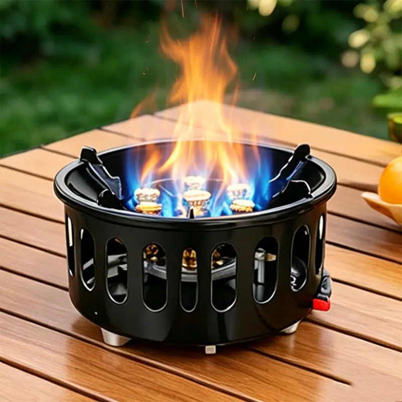 Portable 9.25" Single Burner Outdoor Propane Stove, 72,000 BTU Windproof Camping Stove with Piezo 1-Touch Ignition, Includes Carry Bag, Hose and 2 Adapters, Outdoor Cooking Stove for Camping, Hiking, Picnic, Backpacking