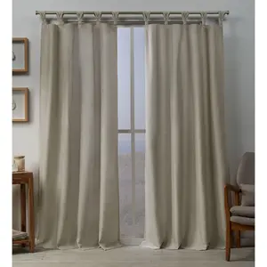 Exclusive Home Loha Linen Braided Tab Top Curtain Panel Pair, 54"x108", Natural