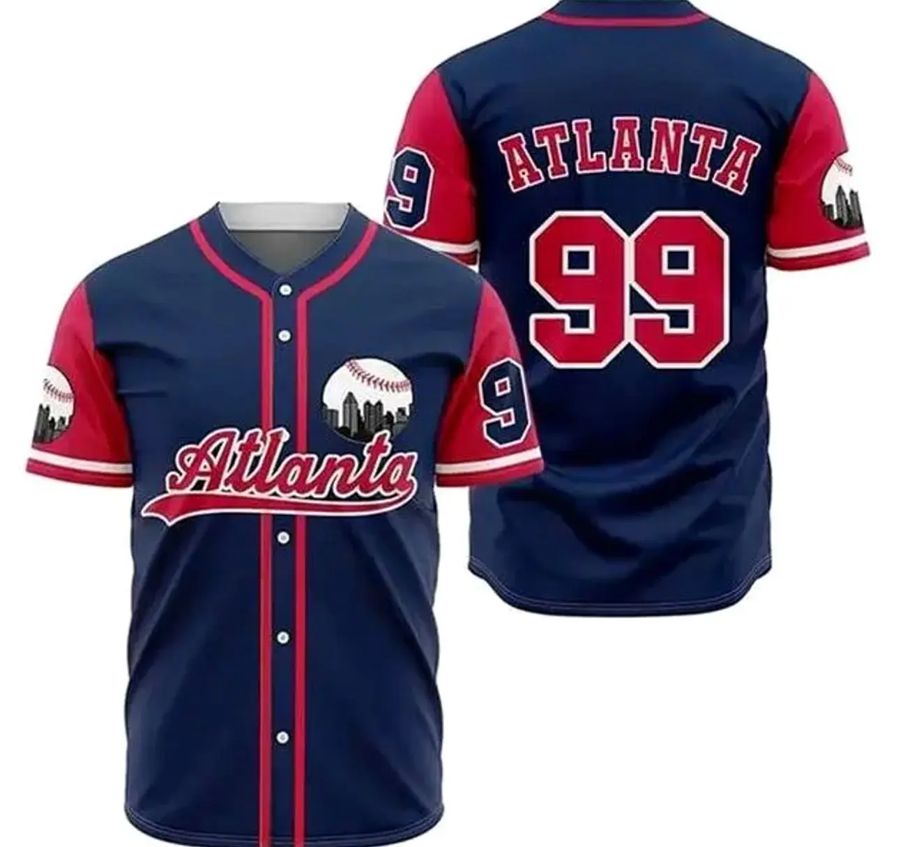 men's #99 Atlanta-themed baseball jersey 10H