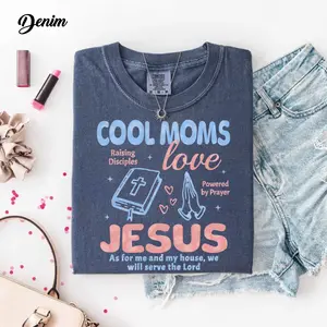 Comfort Colors Cool Moms Love Jesus Shirt, Christian Mom T-Shirt, Faith Based Graphic Tee, Cute Religious Mom Gift, Prayer Shirt, Church Mom Outfit, Unisex.