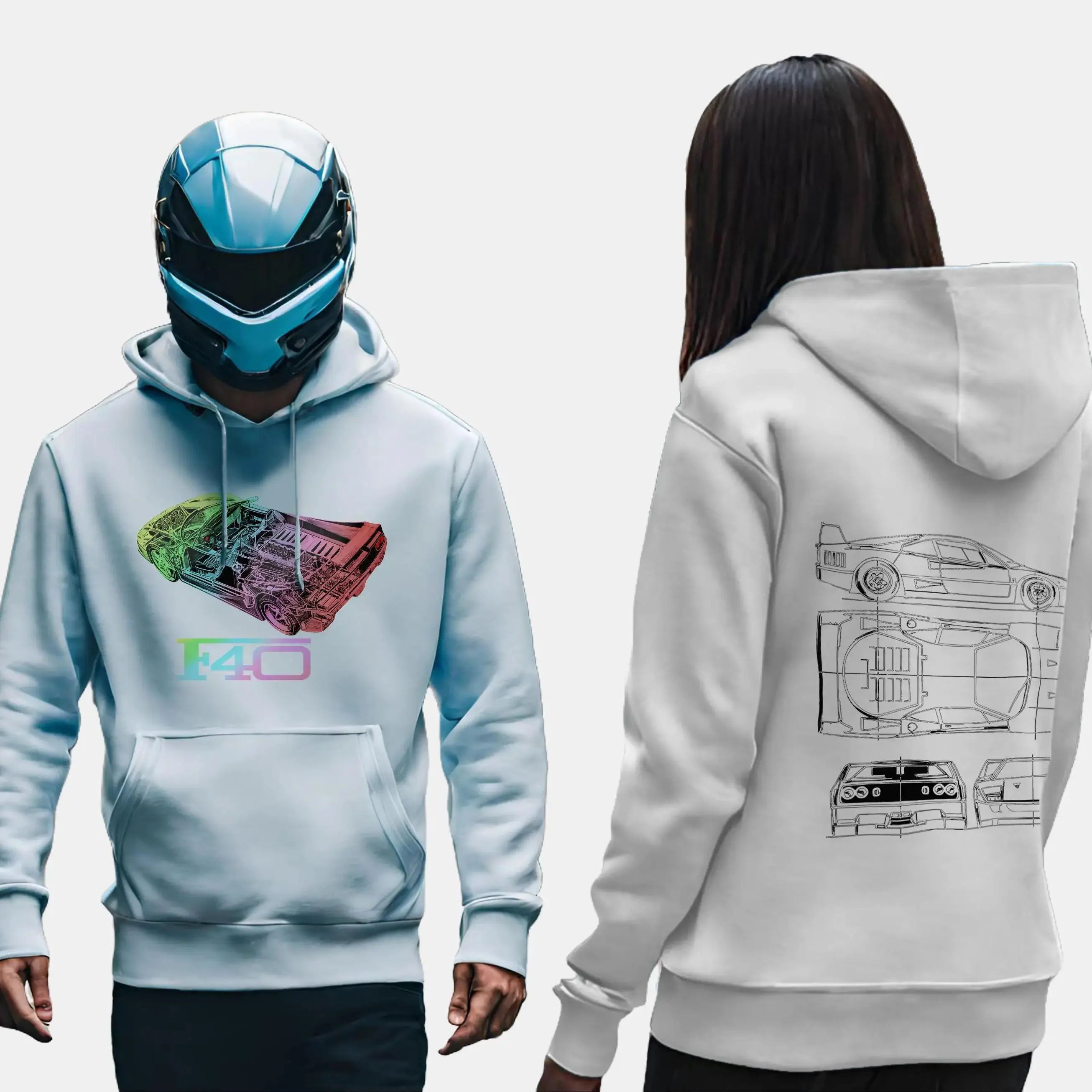 Ferrari F40 Classic Retro Hoodie 80% Cotton