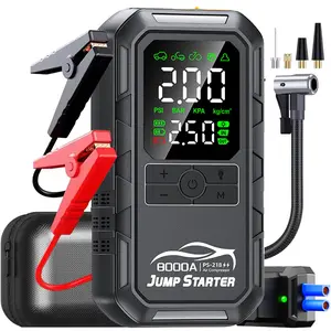 New 8000mAh All-in-One Car Jump Starter + Tire Inflator, 12V Wireless Emergency Kit