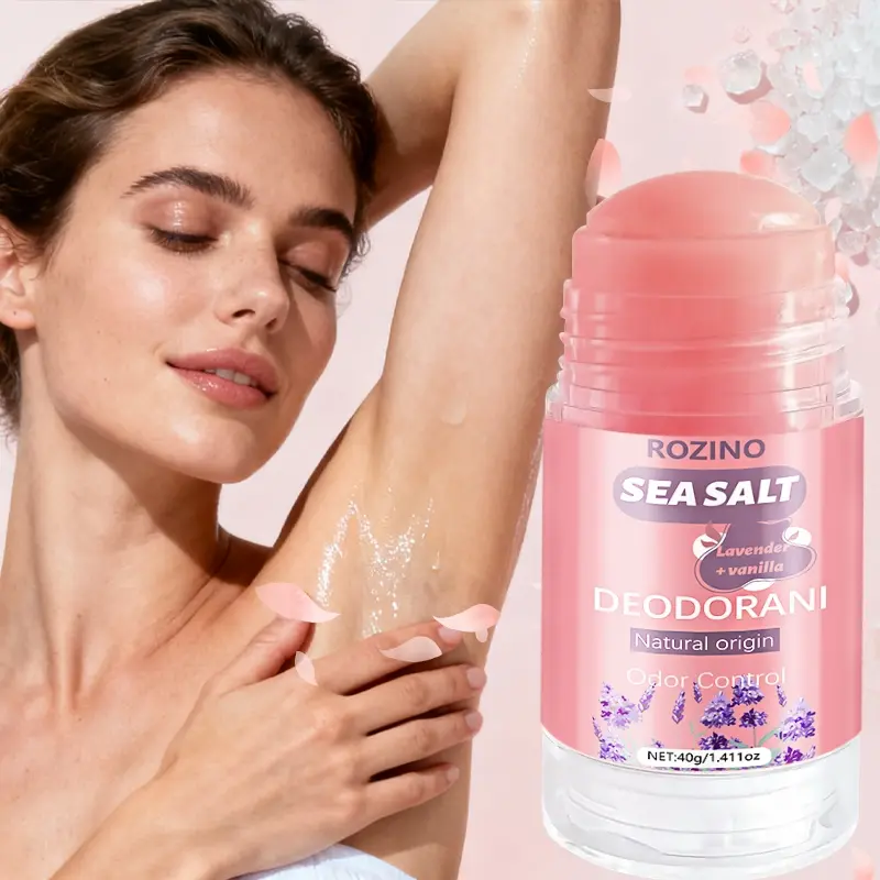 Rozino Sea Salt Lavender Vanilla Floral Herbal Deodorant Spray, Natural Odor Control, Long-Lasting Freshness, Suitable for All Skin Types, 40g Roll-On Design