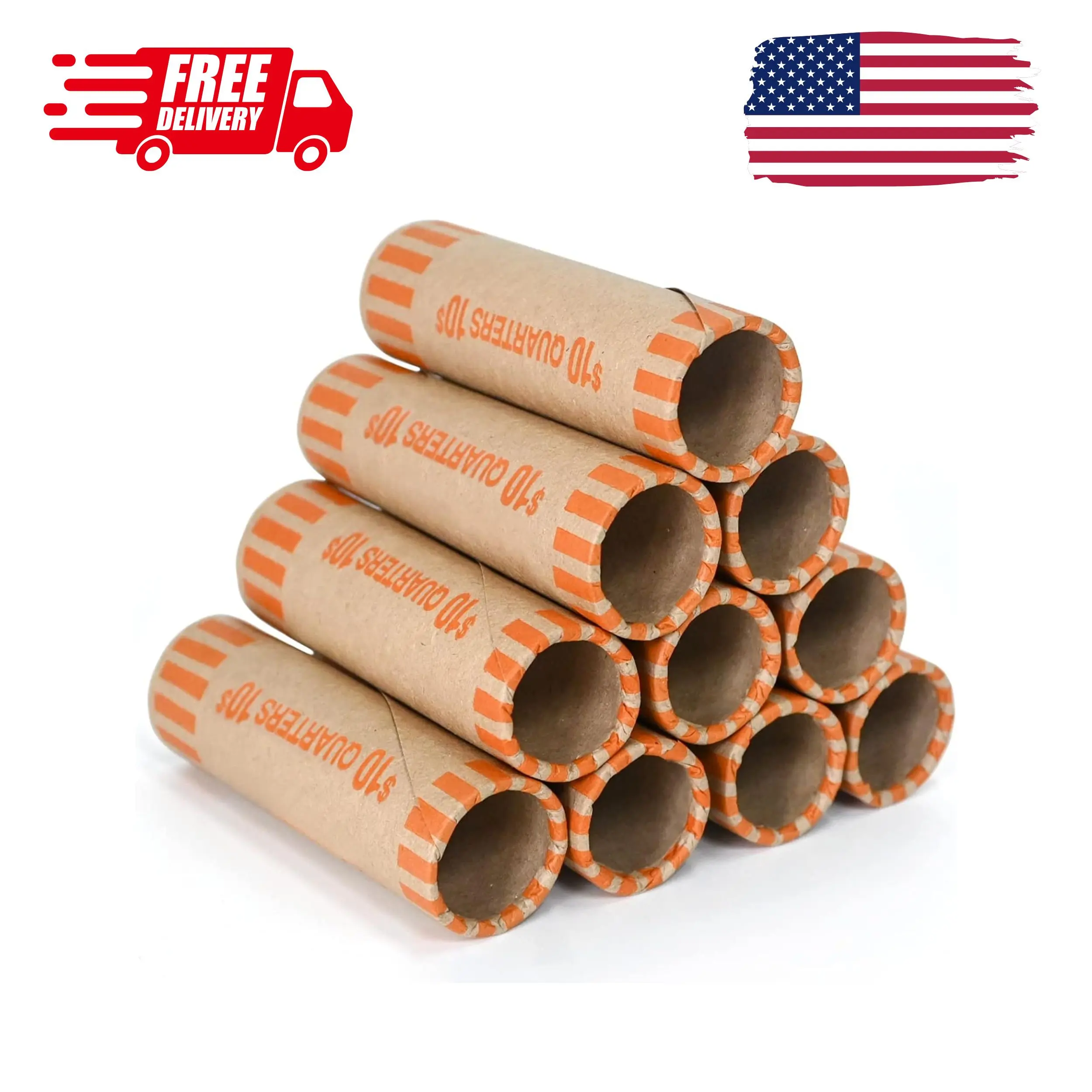 72 PCS Preformed Coin Wrappers Rolls-Quarters
