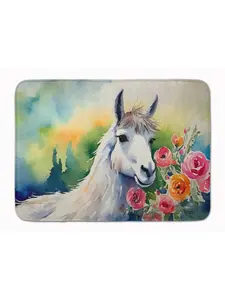 Carolines Treasures DAC2958RUG 19x27 in. Llama Memory Foam Kitchen Mat, Animal-Inspired, Art-Themed, Cushioned, Dyed, Fabric Household Textile Rug, Animal-Inspired Kitchen Rugs, Art-Themed Kitchen Rugs