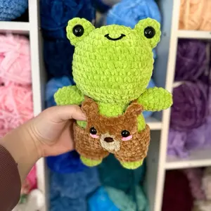 Froggy in Bear Onesie Handmade Crochet Plushie
