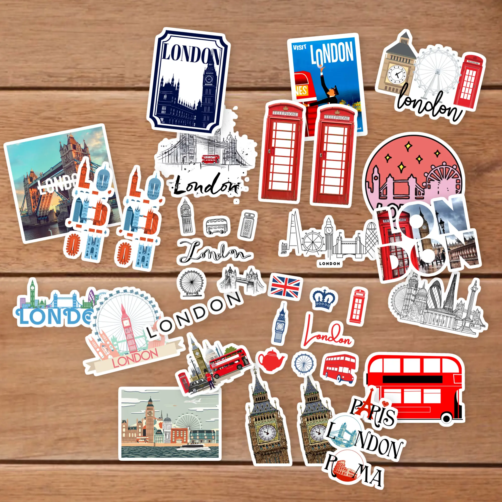Stickers Pack 20 Pcs London Guitar Laptop Waterproof City Car  Colorful Bumper Water Bottle Skateboard Luggage Aesthetic Bike Vinyl