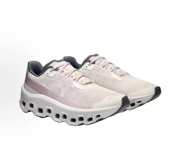 Running sneakers with game-changing hollow segmented shock cushioning, woven breathable mesh in cream white with soft pale pink stripe accents, grippy rubber outsole, a must-have functional pick for daily jogging & urban commutes