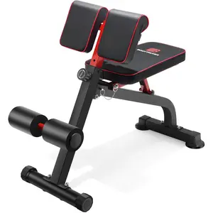Adjustable & Foldable Roman Chair Back Extension Hyperextension Weight Bench for Glute Hamstring Lower Back Home Gym Strength Training