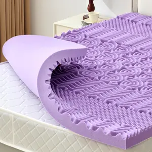 2 Inch 7-Zone Memory  Mattress Topper Full Size, Soft Mattress Pad for  , Egg Crate Bed Topper Double Bed Size, CertiPUR- Certified, Violet