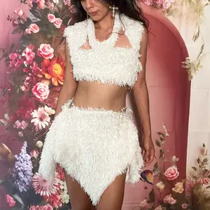XS Fuzzy White Two Piece Set for Women - Perfect for that Winter look - Womenswear, Top