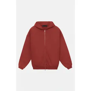 Fear of God ESSENTIALS Men's Crimson Heavy Fleece Full Zip Hoodie