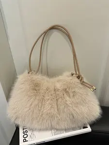 Pure Color Plush Bag, Elegant Large Capacity Commuter Shoulder Bag, High-Quality Versatile Stylish Handbag, Perfect for Daily Use