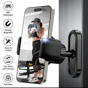 Magnetic Phone Holder for Gym, Universal Smartphone Holder - 360° Adjustable, Strong Portable Design Magnet Phone Mount for Workout Recording, Fitness Accessories, Compatible with Andriod Phone and iPhone 16/15/14, Gift for Men & Women