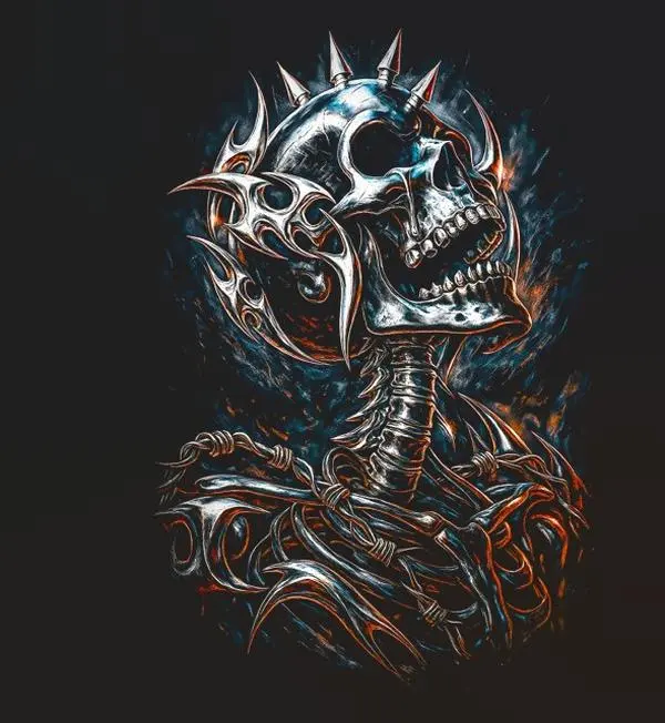 Halftone Skull Design for Black Fabric Ready to Press Heat Transfer DTF Transfer Direct to Film Heat Press Settings 300-320°F Cotton Polyester Firm Press Instructions