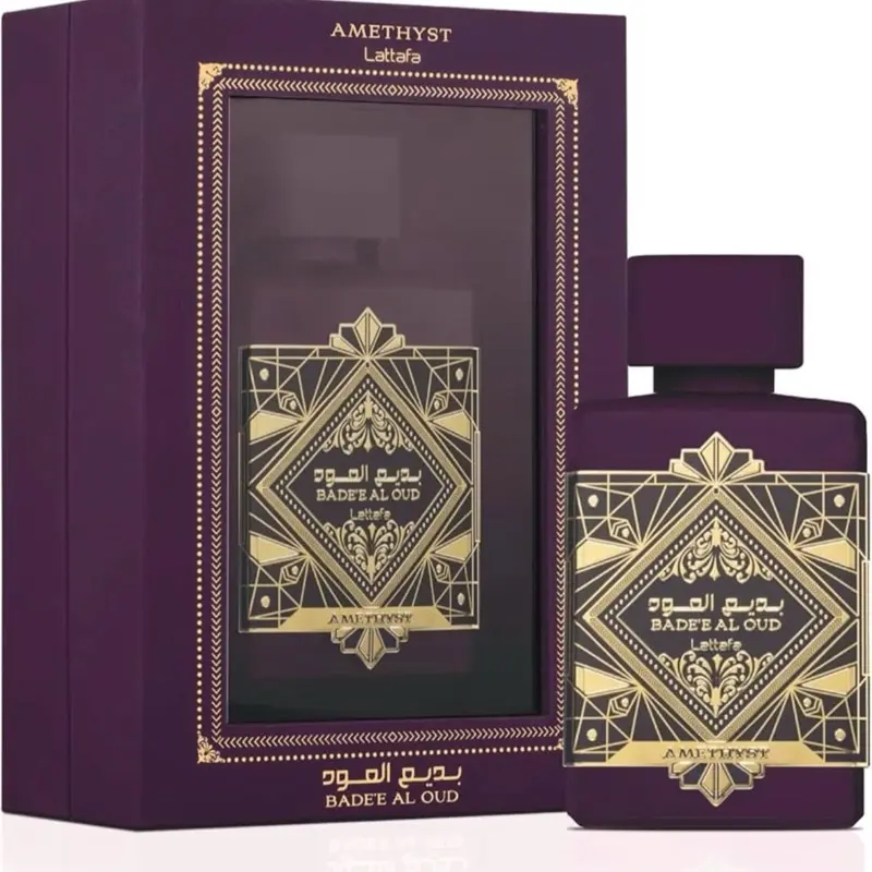 Lattafa Bade'e Al Oud Amethyst for Unisex Eau de Parfum Spray, 3.4 Ounce / 100 Ml Aromatic Woody Fragrance Floral Oriental Fragrance Amber Vanilla