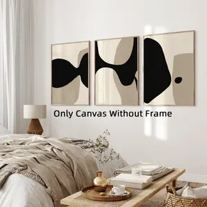 3Pcs Optinal Frame Modern Geometric Canvas Posters, Abstract Minimalist Wall Art, Aesthetic Room Decor, Artwork Wall Painting For Gift, Wall Decor For Living Room, Bedroom, Dining Room, Corridor, Home And Dormitory Decoration