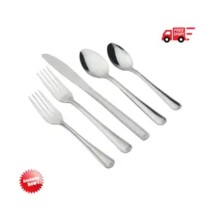 49 Piece Lace Stainless Steel Silver Flatware Value Set with Tray Organizer, Service for 8 3.11 lb