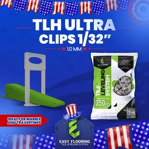 TLH ULTRA CLIPS 1/32" - 1.0 mm - Ideal for marble and Travertines - Tile Leveling System - Easy Flooring Orlando